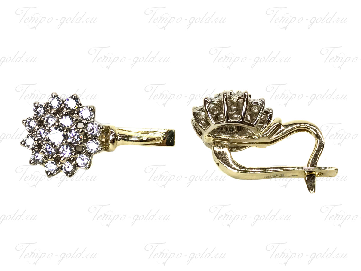 Серьги из золота 585 пробы круглой формы